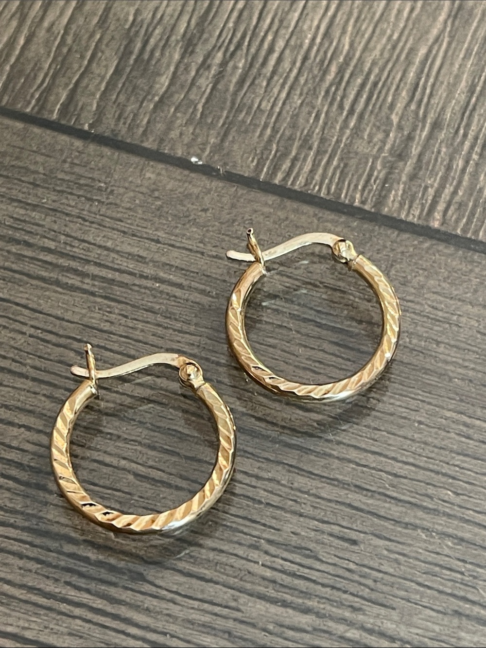 Vintage Gold Plated Textured Hoops